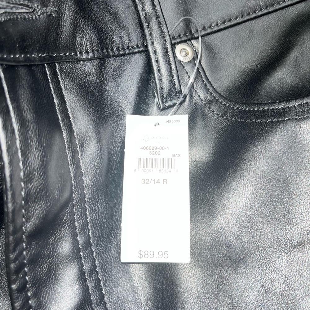 Woman’s Gap Faux leather vintage slim high rise pants. Size 32/ 14 Regular Black - Picture 9 of 14